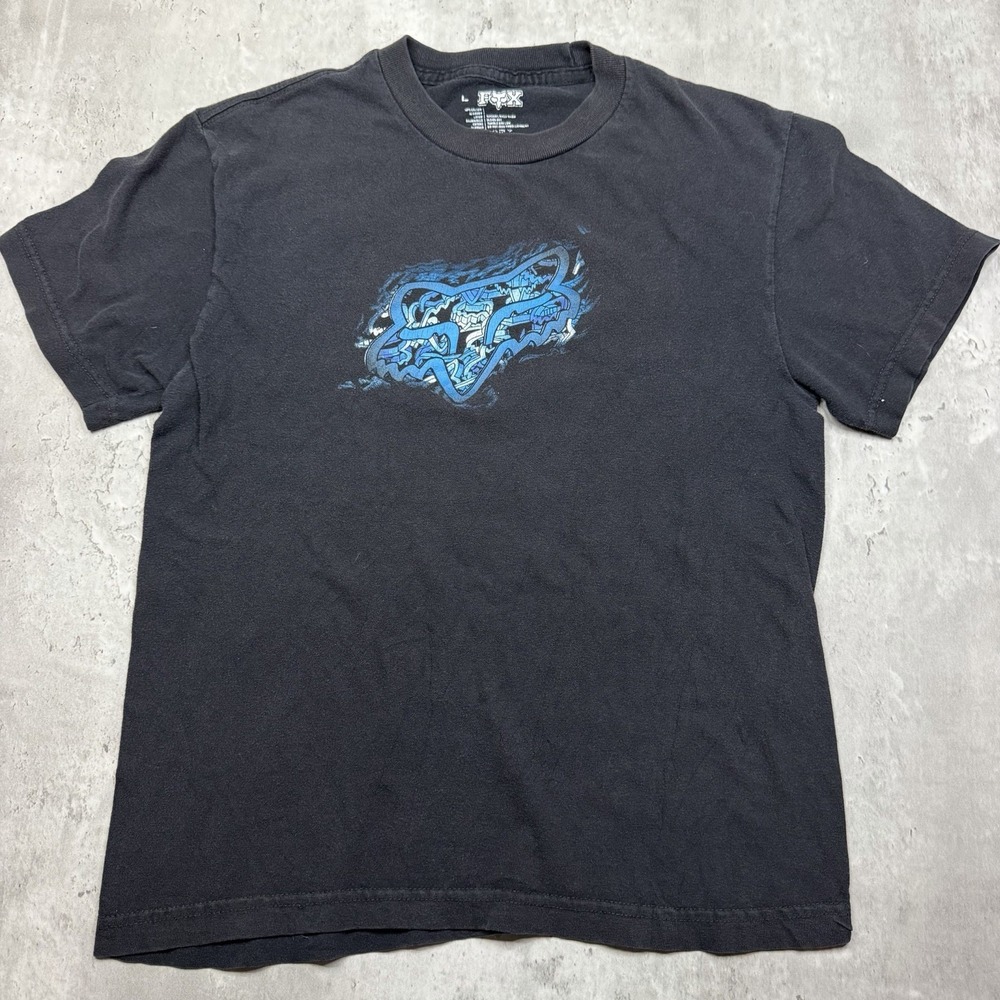 Vintage Y2k Fox Racing Motocross T Shirt Kids Youth Size Large Black